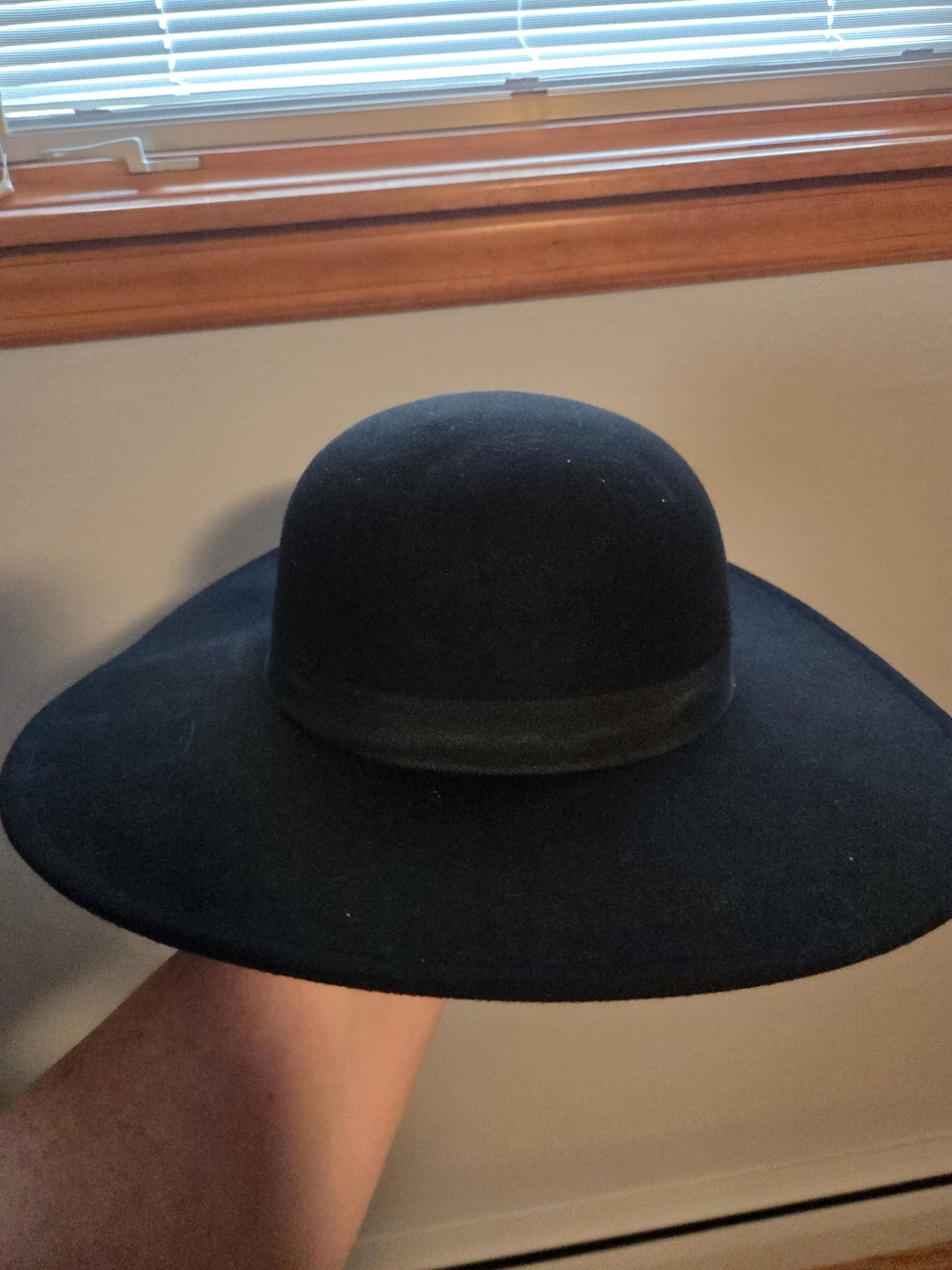 Hot Topic Black Wide-Brim Bowler-Style Felt Hat